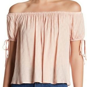 NWT Lush pink off the soulder top Med